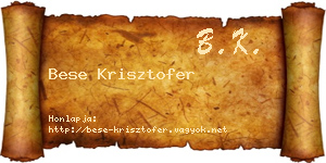 Bese Krisztofer névjegykártya